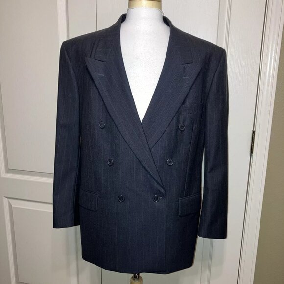 YVES SAINT LAURENT Wool Suit Jacket BLAZER Double Breasted- Sz 44 Made in France - Picture 1 of 16